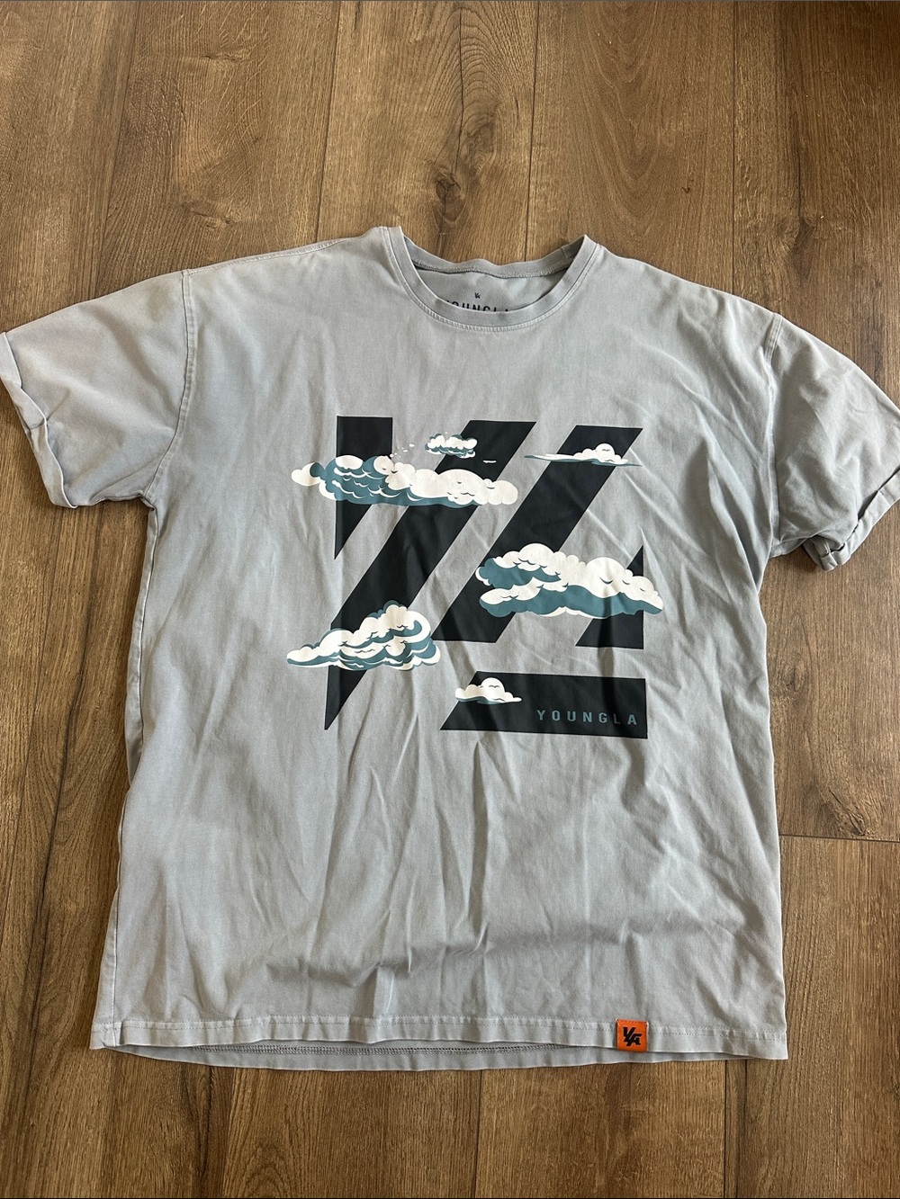 YoungLA Light Gray Cloud Graphic Crewneck Tee